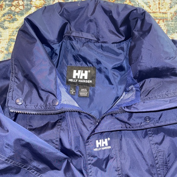 Helly Hansen Men's L Navy Blue Hooded Raincoat/windbreaker Helly Tech packable - Picture 2 of 15
